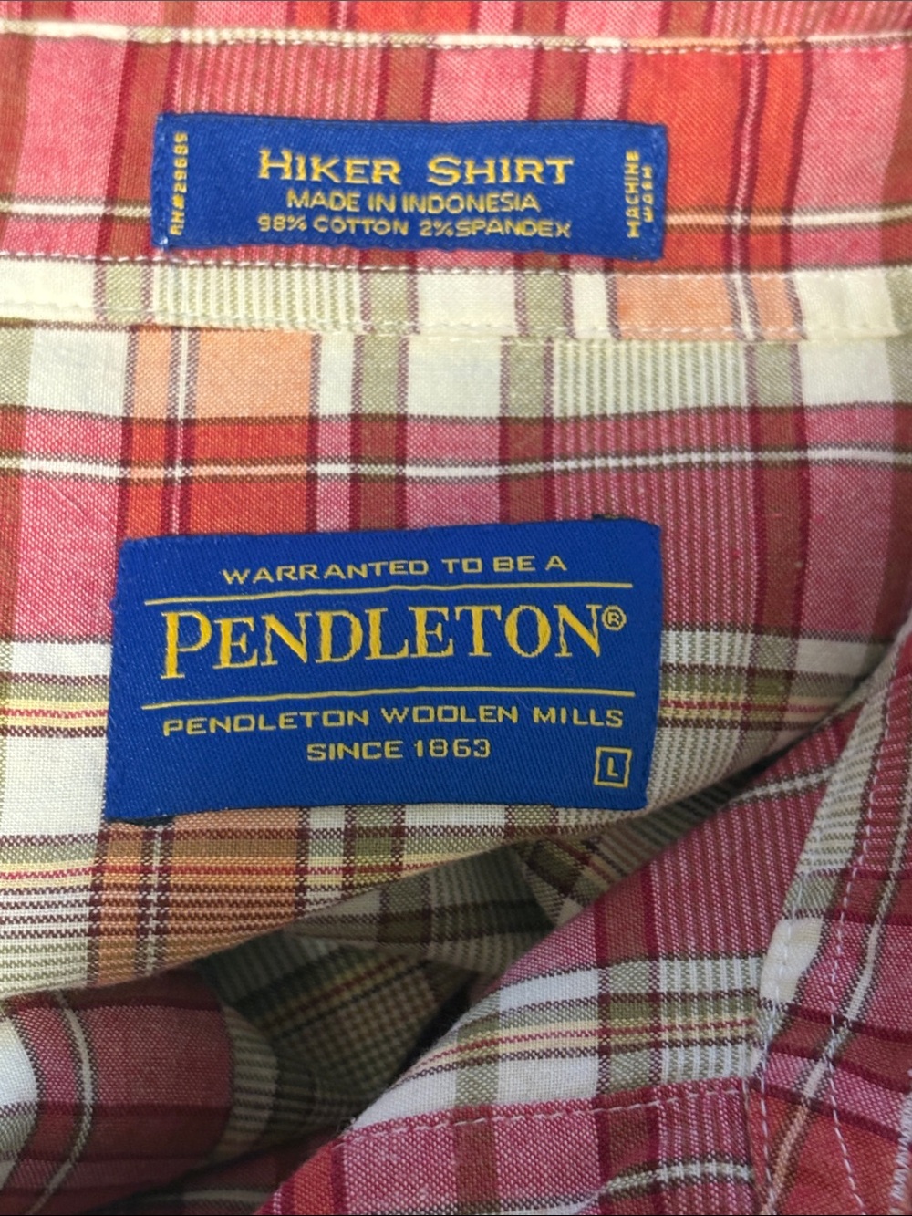 PENDLETON Hiker Shirt Red Plaid Short Sleeve Button Up Men's Large - Picture 7 of 10